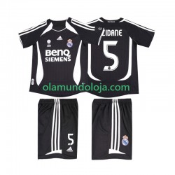 Camisola Real Madrid ZIDANE 5 2007 Retro Criança Equipamento Segundo 2006 Manga Curta